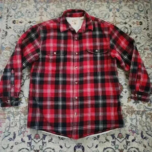 Red Head Brand Co Mens Classic Red Plaid Heavy Winter Button Shirt Jacket, sz LG